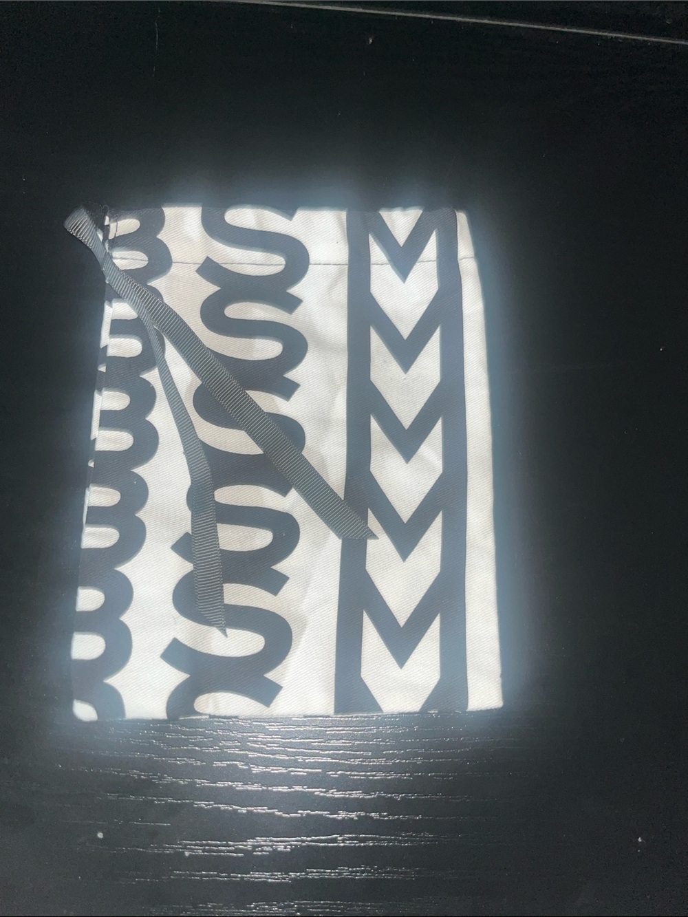 Marc Jacobs White and Black Patterned Drawstring Pouch
